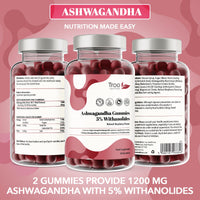 Troo Health Care Ashwagandha Gummies 1200mg - 60 Delicious Natural Raspberry Flavour Gummy Chewables - Ashwagandha Root Extract Supplement with 5% Withanolides - Vegan & Gluten-Free