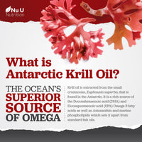 Antarctic Krill Oil Super Strength 2000mg - 150 Softgels Capsules - with Astaxanthin & Phospholipids - Omega 3 Fish Oil Alternative - Source of EPA & DHA - Made in the UK - Nu U Nutrition