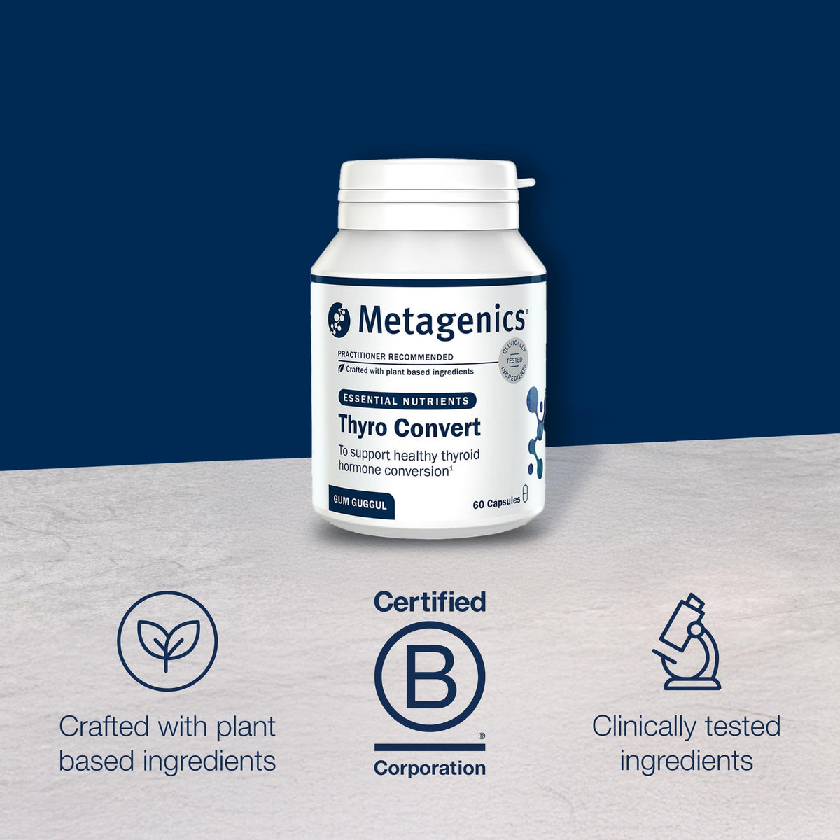 Metagenics Thyro Convert with Gum Guggul Resin - with Ashwagandha, Selenium & Zinc for Healthy Thyroid Hormone Conversion - 60 Capsules
