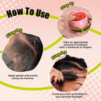 immetee Edge Control Gel with Brush, Hair Styling Gel Flyaway Hair Tamer for Afro Hair.（100g,3.52 oz） (Purple-Grapes)