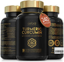 Advanced Turmeric Capsules High Strength 3000mg, Ginger & Black Pepper | ONE per Day | 8 Month Supply | Turmeric and Black Pepper Capsules Locally Made in UK | Turmeric Powder Joint Care Supplements