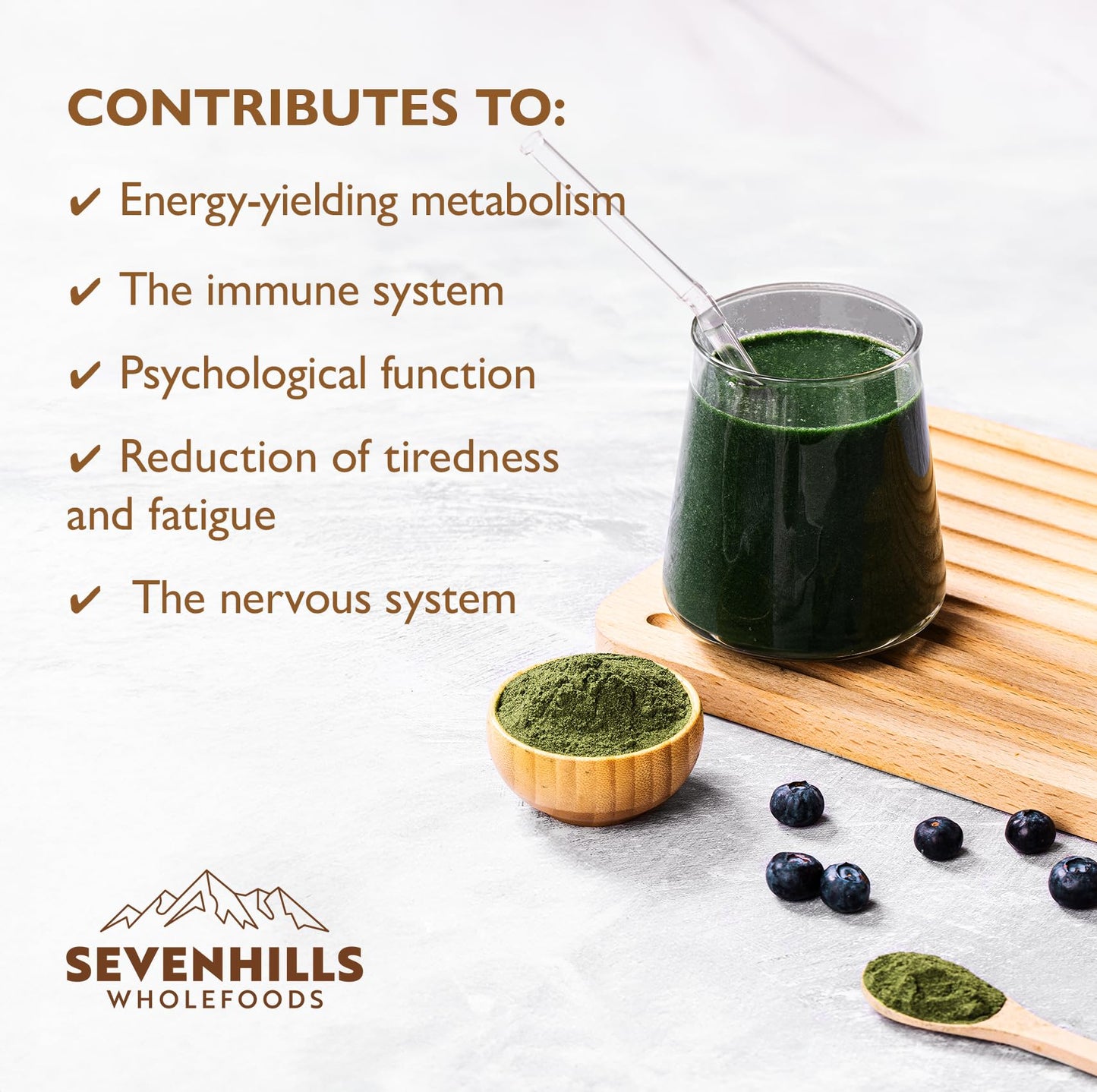 Sevenhills Wholefoods Organic Super Greens Blend 200g with Spirulina, Chlorella, Wheatgrass, Barley Grass | Supports Skin, Immunity & Reduce Tiredness | 40 Servings | UK Made