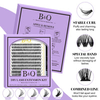 B&Qaugen B&Q 40D Cluster Lashes Kit D Curl Eyelashes Individual Kit 9-16mmMix Lashes