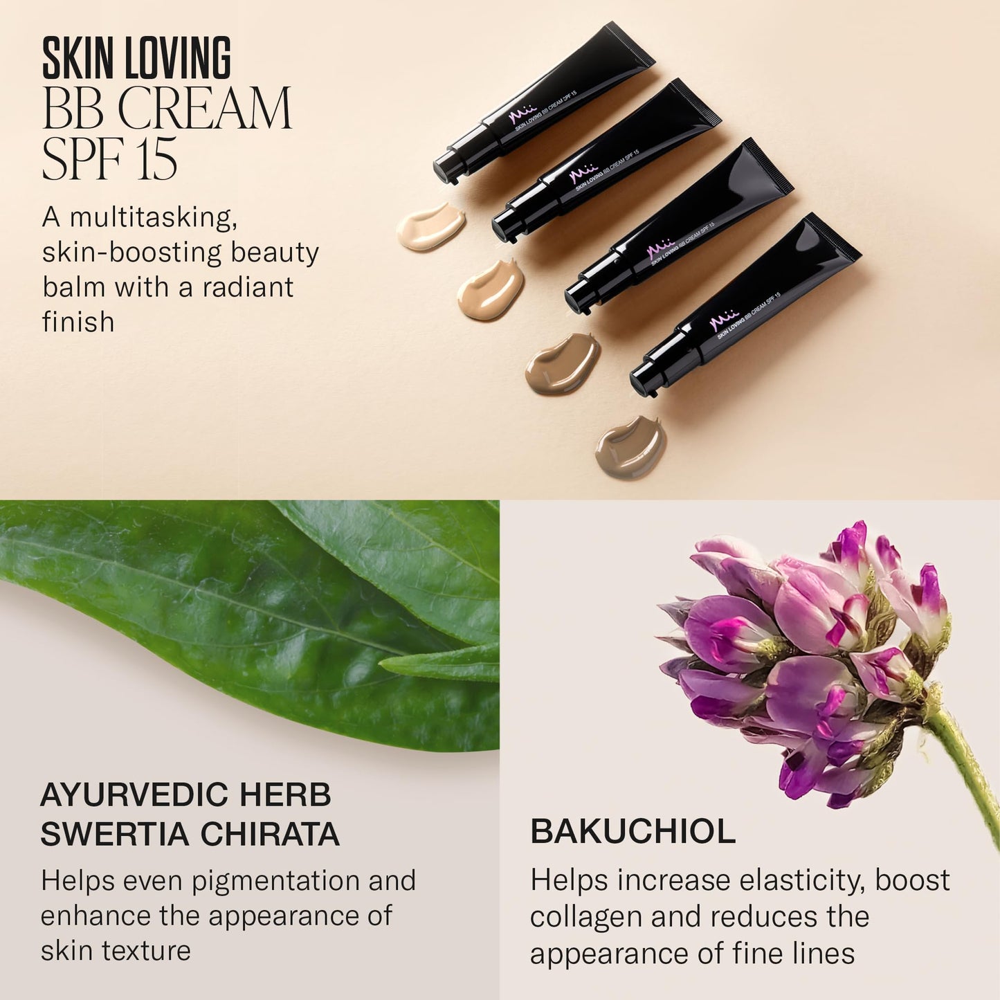 Mii Cosmetics Skin-Loving BB Cream | SPF 15 | Anti-Aging Amino-Rich Soy Extracts | Nourishing & Moisturising with Built-in Primer | Radiantly Fair