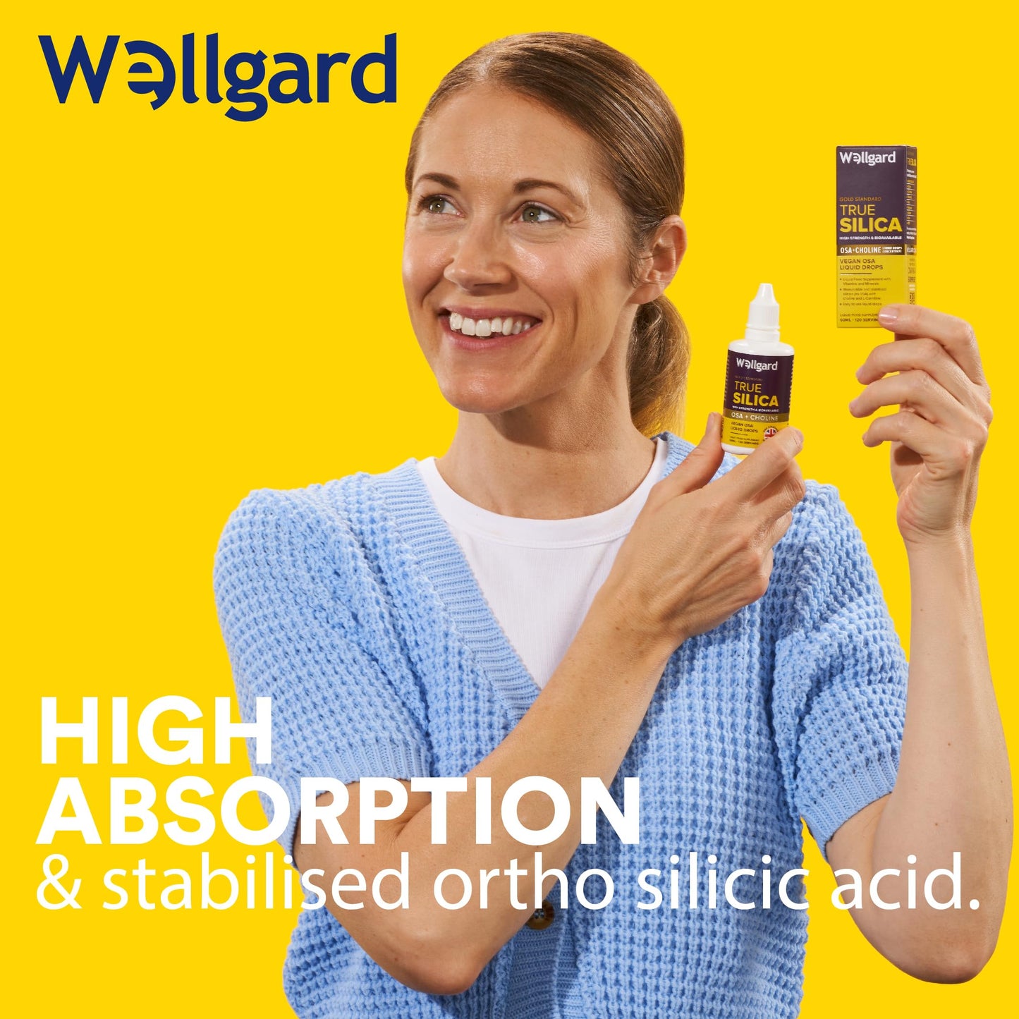 Silicium Supplement, Wellgard True Silica – Stabilised Silicon with Choline and Ortho Silicic Acid (OSA), Vegan Liquid Supplement for Skin, Hair, and Nails, 60ml