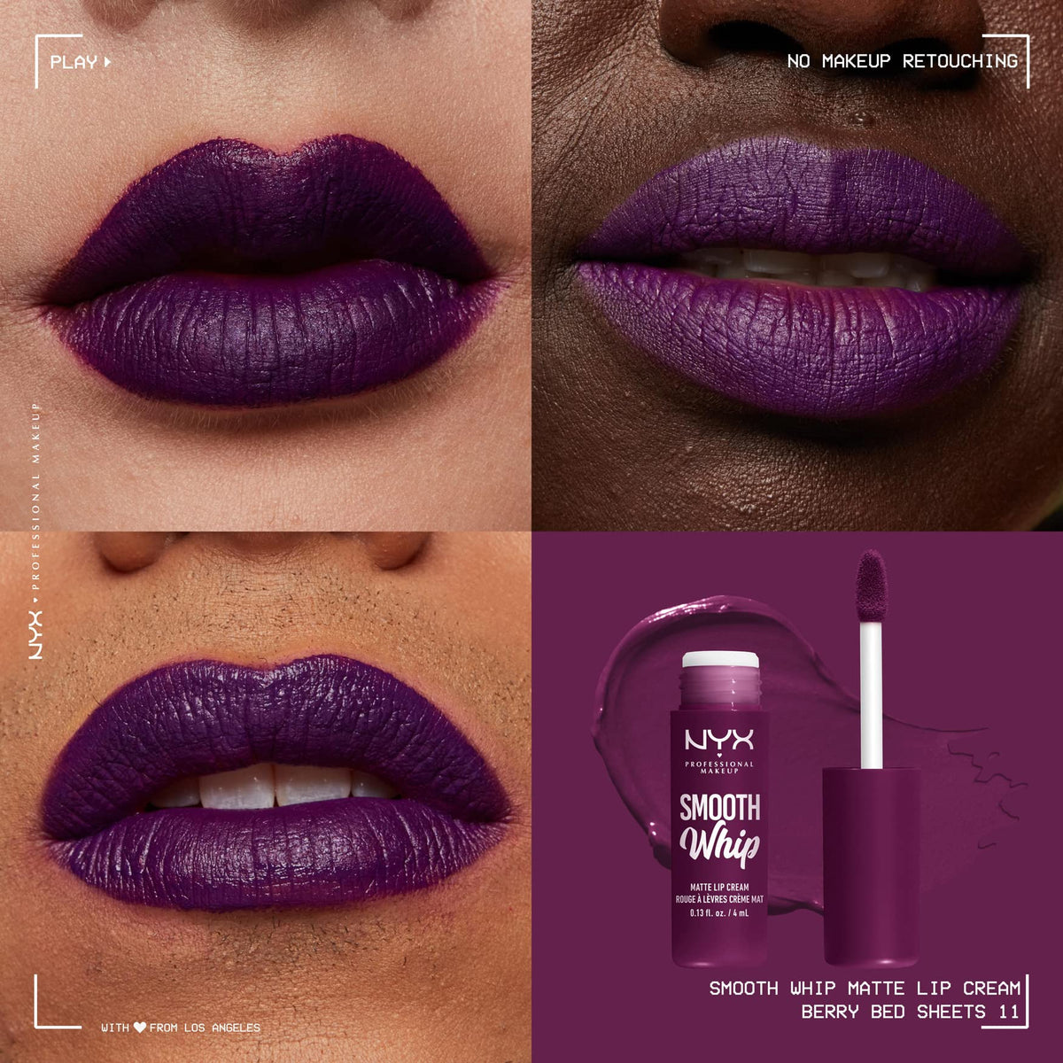 NYX PROFESSIONAL MAKEUP NYX Professional Makeup Liquid Lipstick, Matte Lip Cream, Ultra-Vibrant Shades, With Shea & Cocoa Butter, Smooth Whip, Shade: Berry Bed Sheets