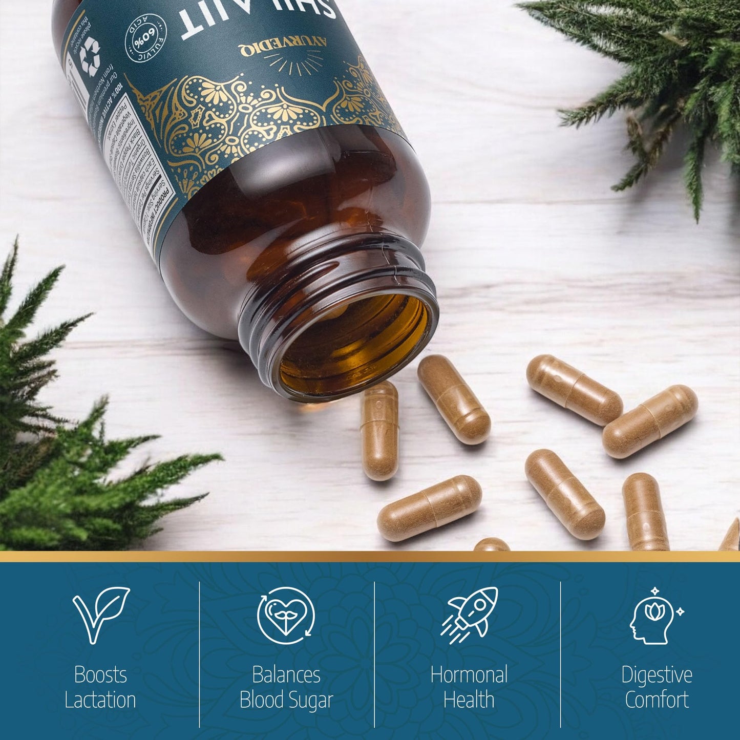 AYURVEDIQ WELLNESS Ayurvediq Wellness Pure Shilajit and Organic Ashwagandha - Himalayan Shilajit with Ashwagandha High Strength Capsules - Ayurveda Products