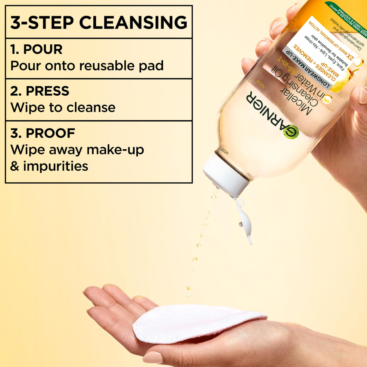 Garnier Micellar Cleansing Water For Dry Skin 400ml, Oil Infused Cleanser & Waterproof Makeup Remover, Recognised By The British Skin Foundation, Use With Reusable Micellar Eco Pads