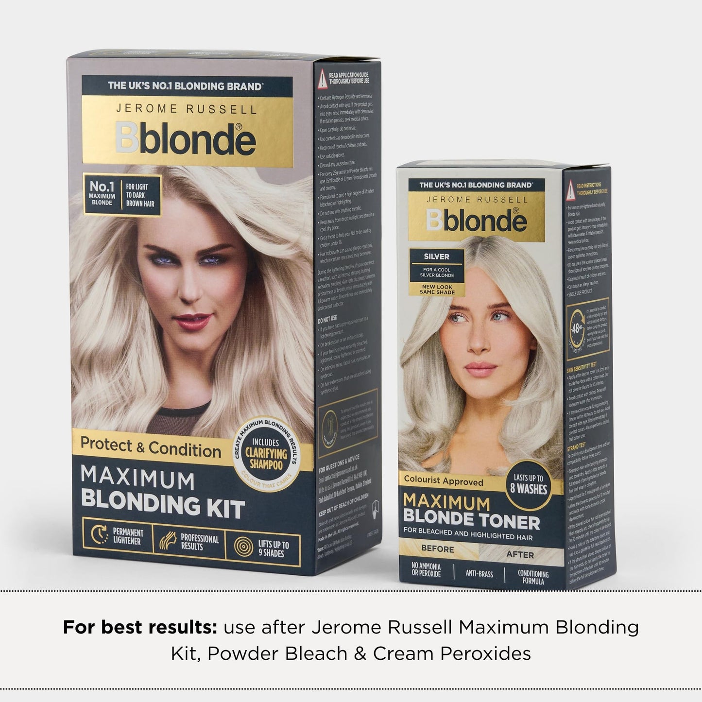 Jerome Russell Bblonde SILVER Non-Permanent Hair Toner | Neutralises Yellow & Brassy Tones | Salon-Quality Cool Blonde Results | Vegan | 75ml