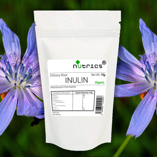 Nutrics® INULIN POWDER Prebiotic - Chicory Root 100% Natural Dietary Fibre - Suitable for Vegan Vegetarian Halal & Kosher Diet (75g)