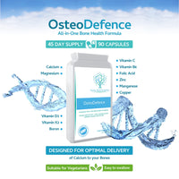 OsteoDefence 90 Capsules - Contains Calcium, Magnesium, Vitamins D3 & K2 Plus a Host of Other Essential Vitamins and Minerals – Ultimate All-in-One Bone Health Formula - Made in The UK