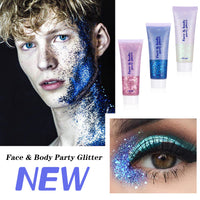 Dacitiery 3Pcs Body Glitter Gel Kit, 50ml Mermaid Sequins Chunky Glitter Liquid Gel for Face, Body, Eye, Hair, Nail DIY Art Festival Party Makeup Decoration
