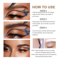 Mikloven 4D Microblading Eyebrow Pen with 4 Fork Tips – Waterproof, Smudge-Proof & Long-Lasting Liquid Brow Pencil for Natural Hair-Like Strokes, Includes Eyebrow Razor – Dark Brown