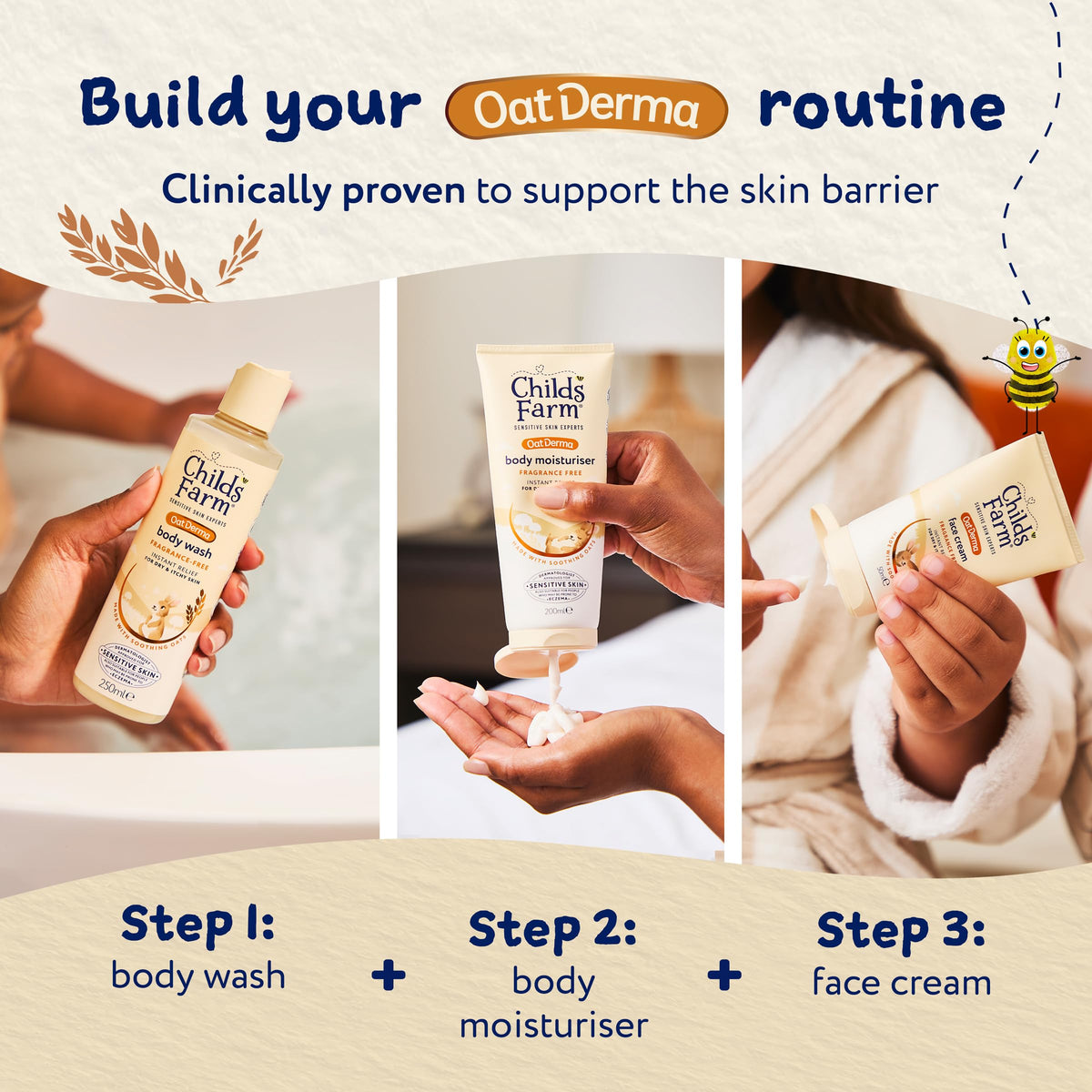 Childs Farm OatDerma Face Cream Moisturiser, Fragrance Free Hydration, Sensitive Skin Emollient, Soothe Baby Kids, 50ml