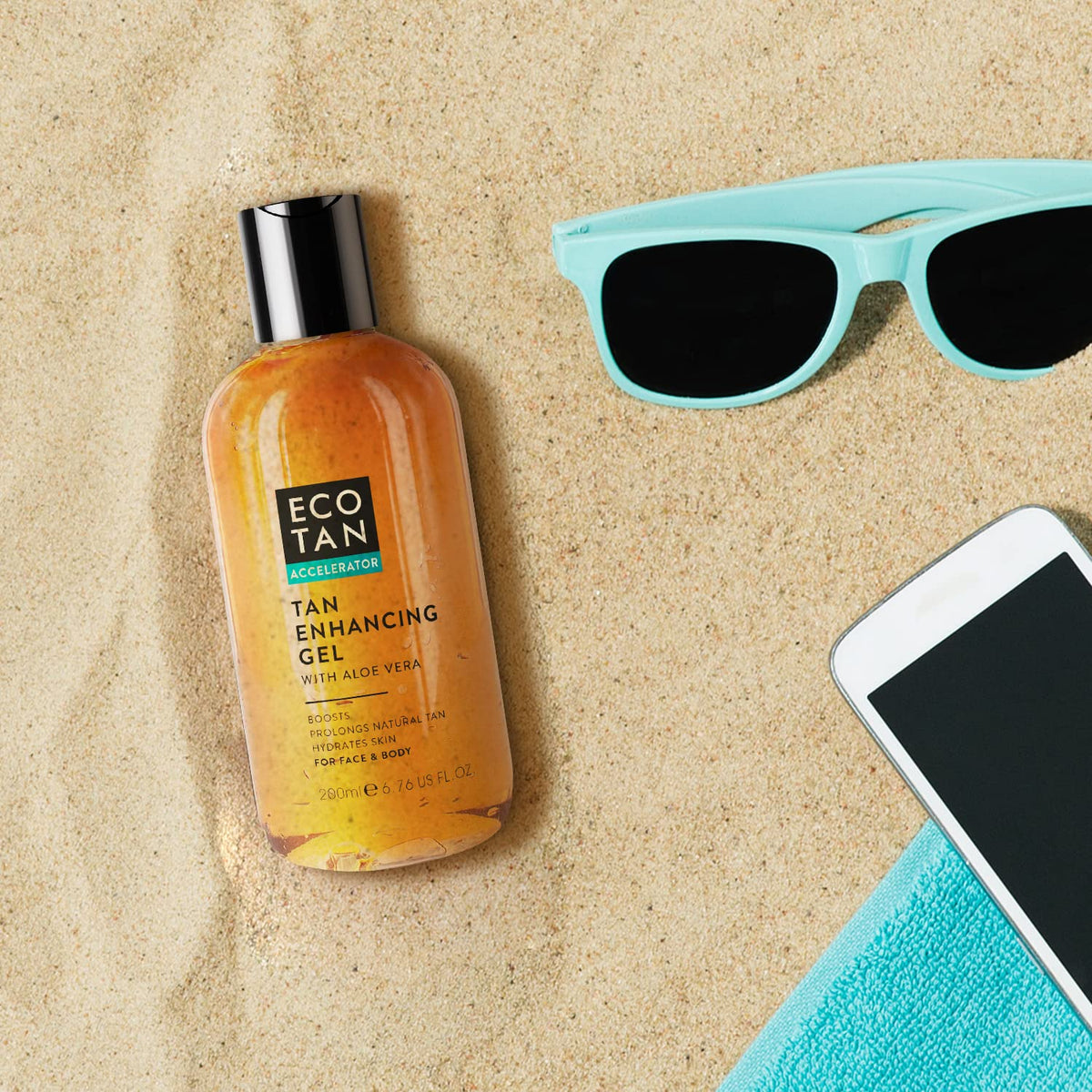 ECOTAN EcoTan Face and Body Tanning Accelerator Gel 200ml, Stimulates, Boosts, Prolongs & Protects Natural Tan, with Aloe Vera, Soothes & Hydrates Skin, Fast Absorbing & Non-Greasy