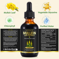 herlosfeel Mullein Leaf Extract for Lungs, 60ml Mullein Leaf Liquid Drops,Natural Mullein Drops for Lungs Cleanse, & Premium Mullein Leaf Extract Fast Absorption Rich in Chlorophyll Vegetarian & Health Supplemen