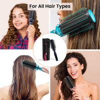 TJC Retractable Detangle Hair Brush for Curly Hair, Straight Hair & Wet Hair | Detangling Round Hairbrush for Blow Dry | Soft Bristle for Long, Thick & Curly Hair | Easy Clean Travel Brush - Navy Blue