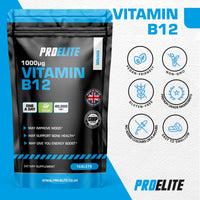 Vitamin B12 120 Tablets High Strength 1000mcg Vegan B12 Supplement | Pure Methylcobalamin | Tiredness and Fatigue Tablets | Immunity Supplements Made in UK by PROELITE