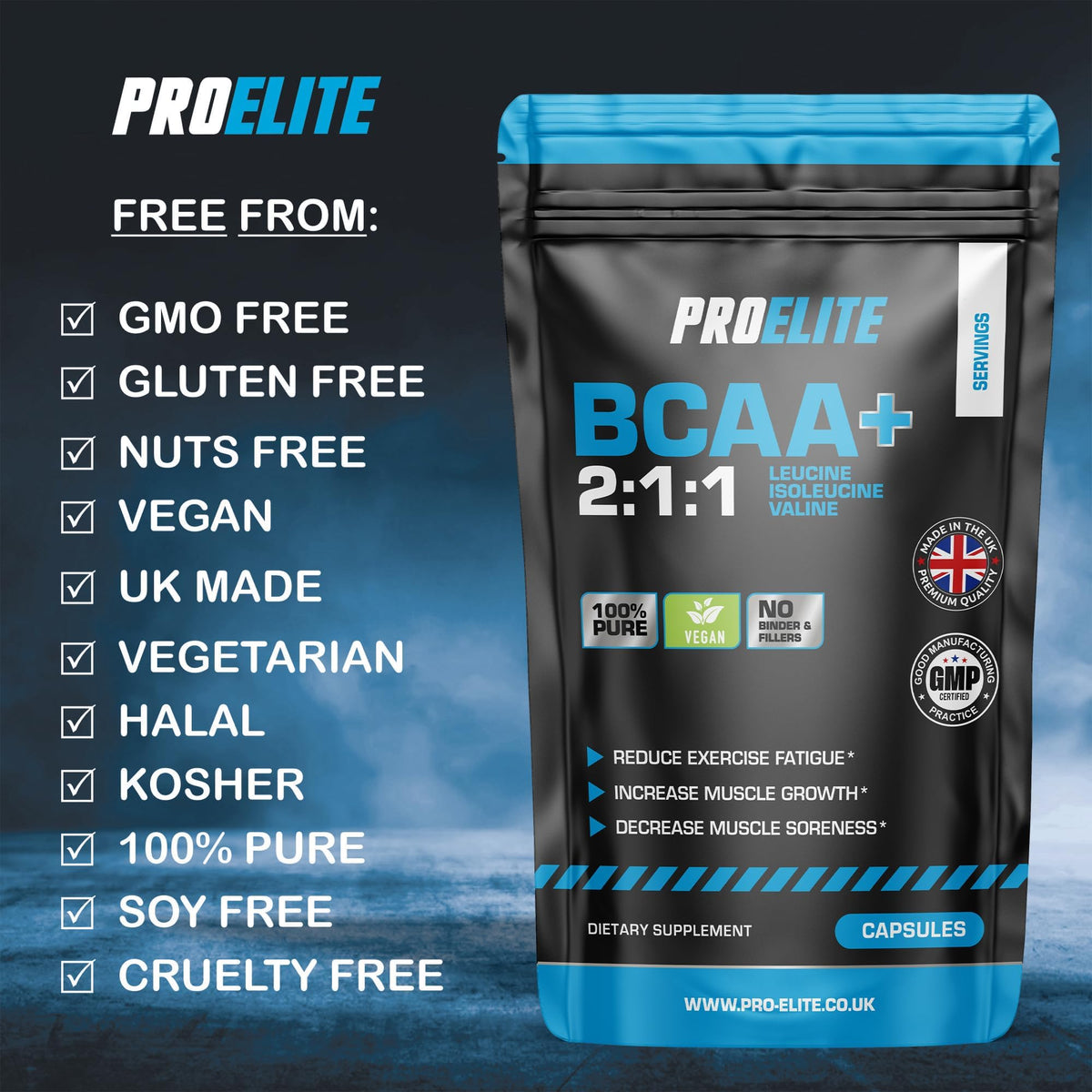 BCAA Capsule 3000mg Per Serving - 360 Vegan Capsules - 2:1:1 Branched Chain Amino Acids Capsules with Vitamin B12 & B6 - BCAA Powder Tablets Alternative - Pre Post Workout for Energy by PROELITE
