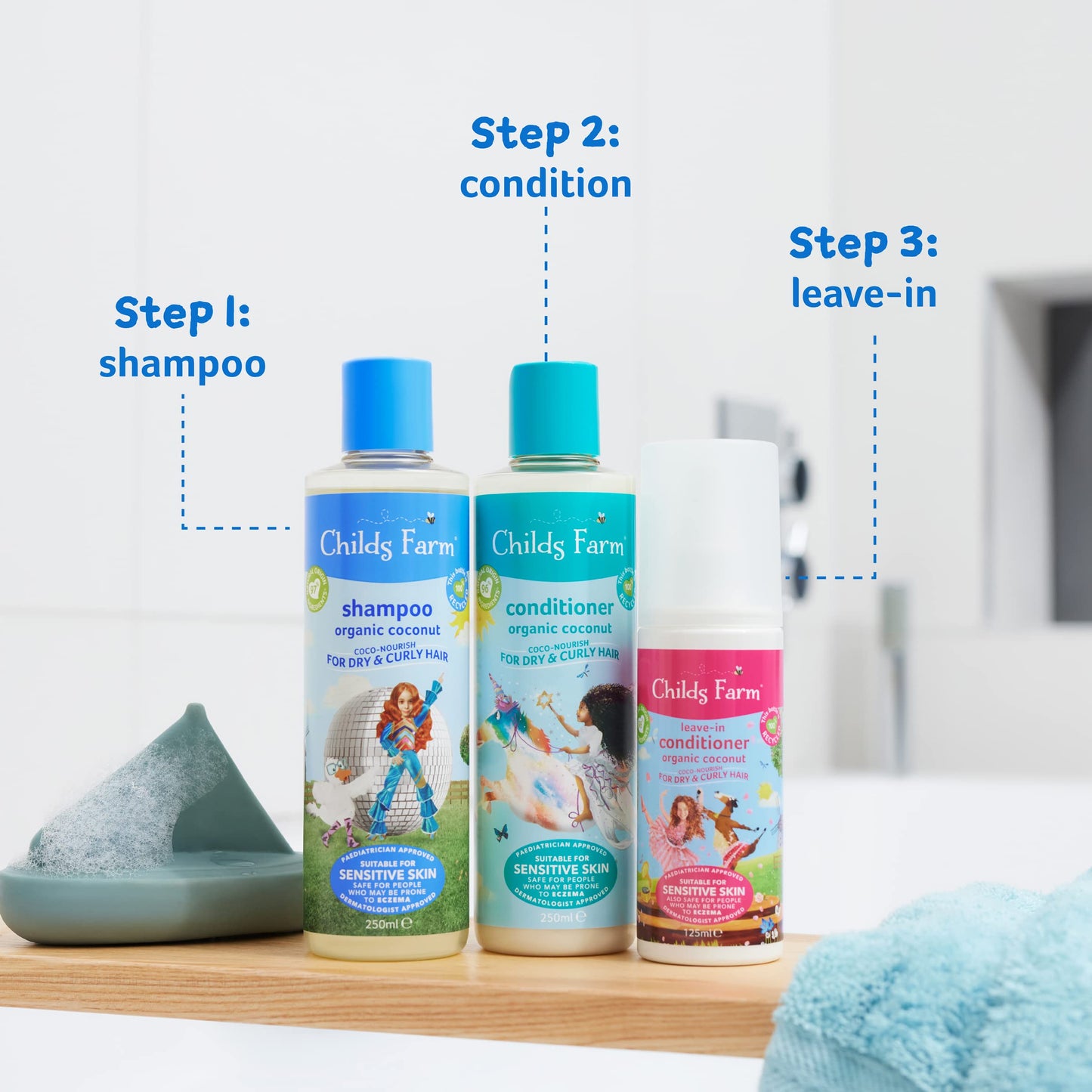 Childs Farm | Kids Coco-Nourish Leave in Conditioner 125ml | Organic Coconut | Dry, Curly & Coily Hair | Conditions & Nourishes | Suitable for Dry, Sensitive & Eczema-prone Skin & Scalp