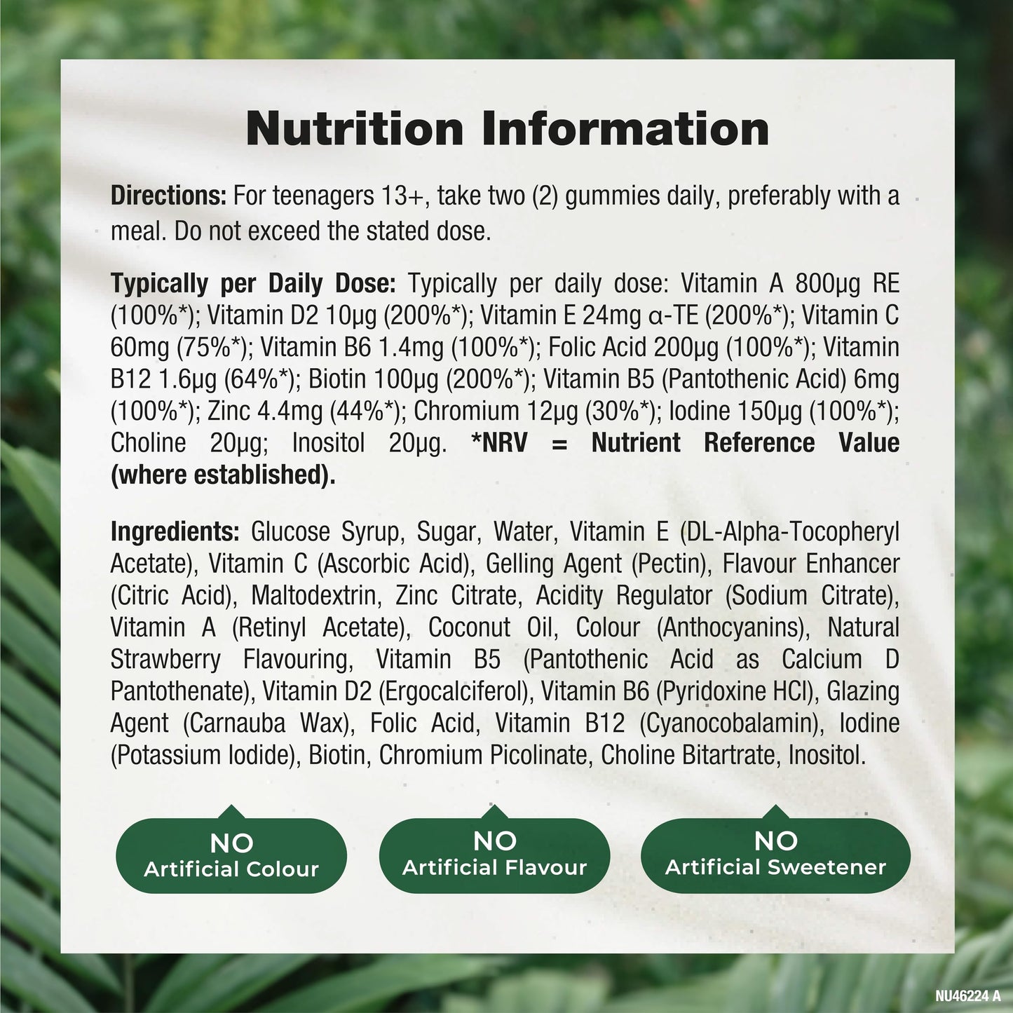 Nature's Truth Multivitamins for Teens - 60 Vegan Gummies - 14 Key Nutrients - Natural Strawberry Flavour