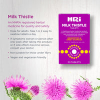 HRI Milk Thistle 30 Tablets - to Relieve Symptoms Associated with Over Indulgence of Food and Drink Such As Indigestion and Upset Stomach. 300 mg of Milk Thistle Extract. 6 Packs