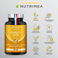Laboratoires Nutrimea Perfect Skin Capsules - Beta Carotene, Lycopene, Copper and Vitamin E Formula - 60 Vegan Capsules - Gluten Free & GMO-Free - French Expertise - Nutrimea