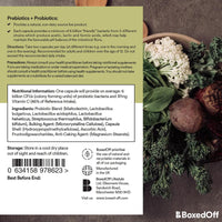 Bio Cultures Premium Prebiotics + Probiotics Complex – 60 Vegan Capsules, Non Dairy, 12 Billion CFU Multi Strain High Strength Probiotics for Men & Women - Boxed Off Supplements