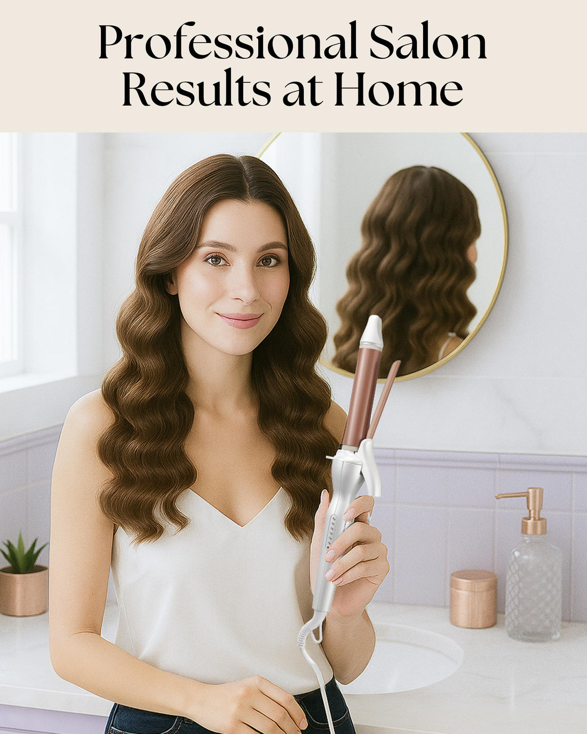 Lily England 25mm Curling Tongs for Short & Long Hair, Rose Gold