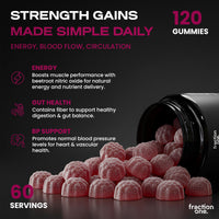 Fraction One Beetroot Gummies – 120 Gummies – 3000 mg per Serving, 5:1 Extract - Enhanced with Vitamin C and Magnesium – Supports Blood Pressure, Vegan, Nitric Oxide Supplement – 60 Days Supply