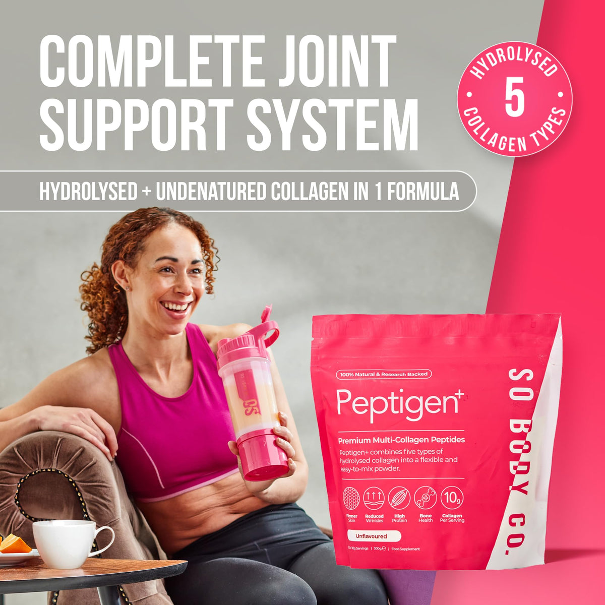 So Body Co SoBodyCo Unique 6 Types of Collagen Powder 300g, Collagen Supplements for Women, Pure Unflavoured Premium Hydrolysed, Peptides Powder for Hair Skin Nails Muscles
