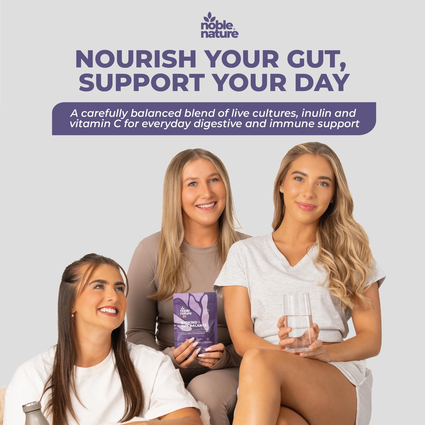 NobleNature Noble Nature Biokind Gut Balance – 40 Billion CFU Friendly Bacteria - Bio Cultures Complex - 15 Strains - Lactobacillus & Bifidobacterium for Gut, Immune & Digestive Health with Inulin & Vitamin C