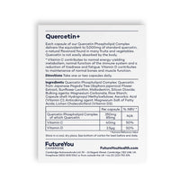 Quercetin+ Quercetin Phospholipid Complex with Vitamins C & D3 - Highly Bioavailable Sunflower Formulation - 28 Day Supply - 28 Vegan Capsules - Developed by FutureYou Cambridge, UK