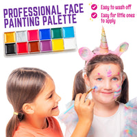 GirlZone Unicorn and Jewels Face Painting Kit, Amazing Face Paints for Children, Gems, Face Paint Brushes, and Face Paint Stencils in 1 Kids Face Paint Set to Create Childrens Face Paints