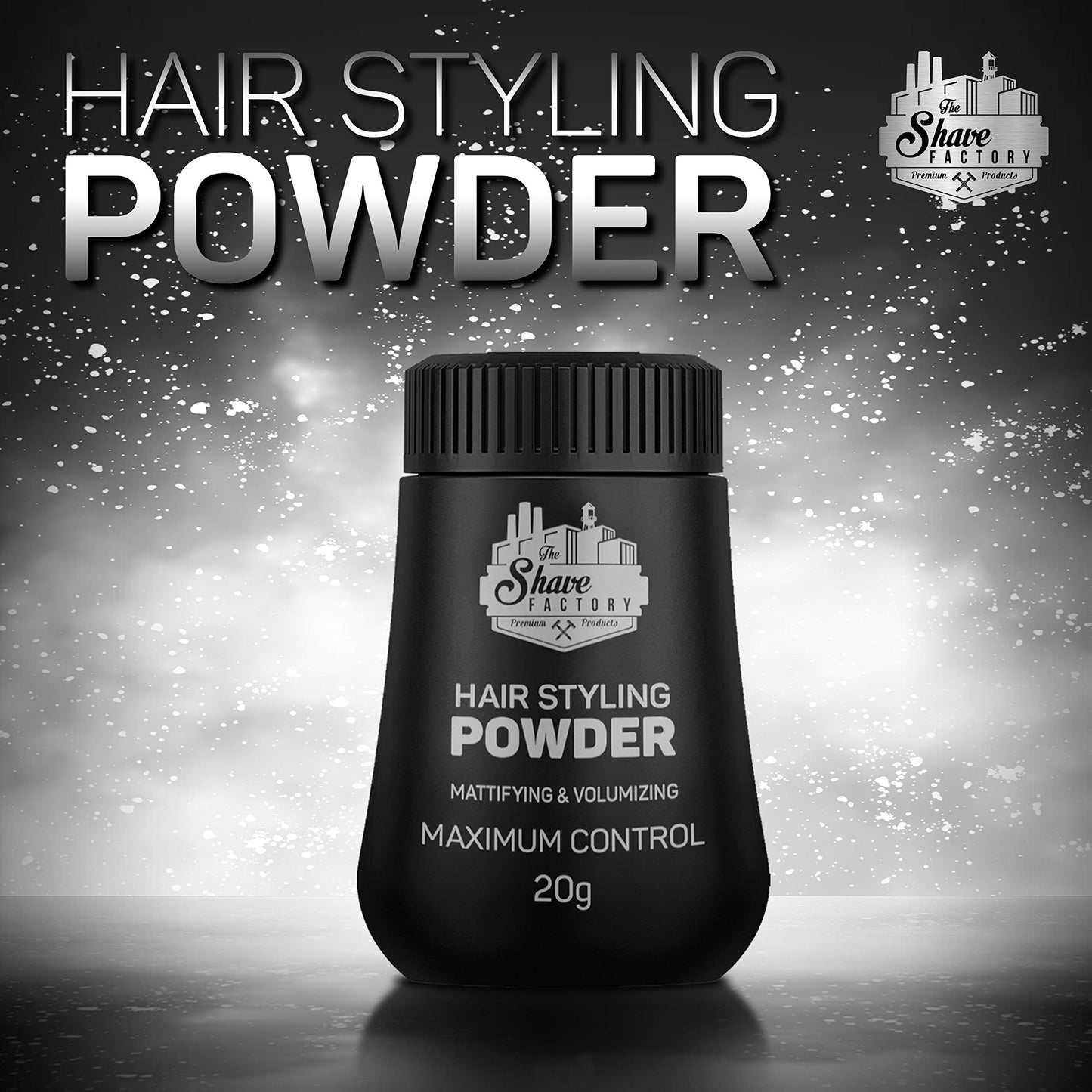 The Shave Factory Hair Styling Powder 20g Styling Powder Wax, BLACK