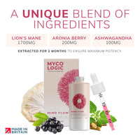 MYCO LOGIC LIFESTYLE MUSHROOMS Mycologic High Strength Lions Mane Tincture - 42,500mg 50ml Liquid Drops Functional Mushroom Supplement with Adaptogens Ashwagandha & Super Food Aronia Berry - Cognitive Performance, Memory & Focus