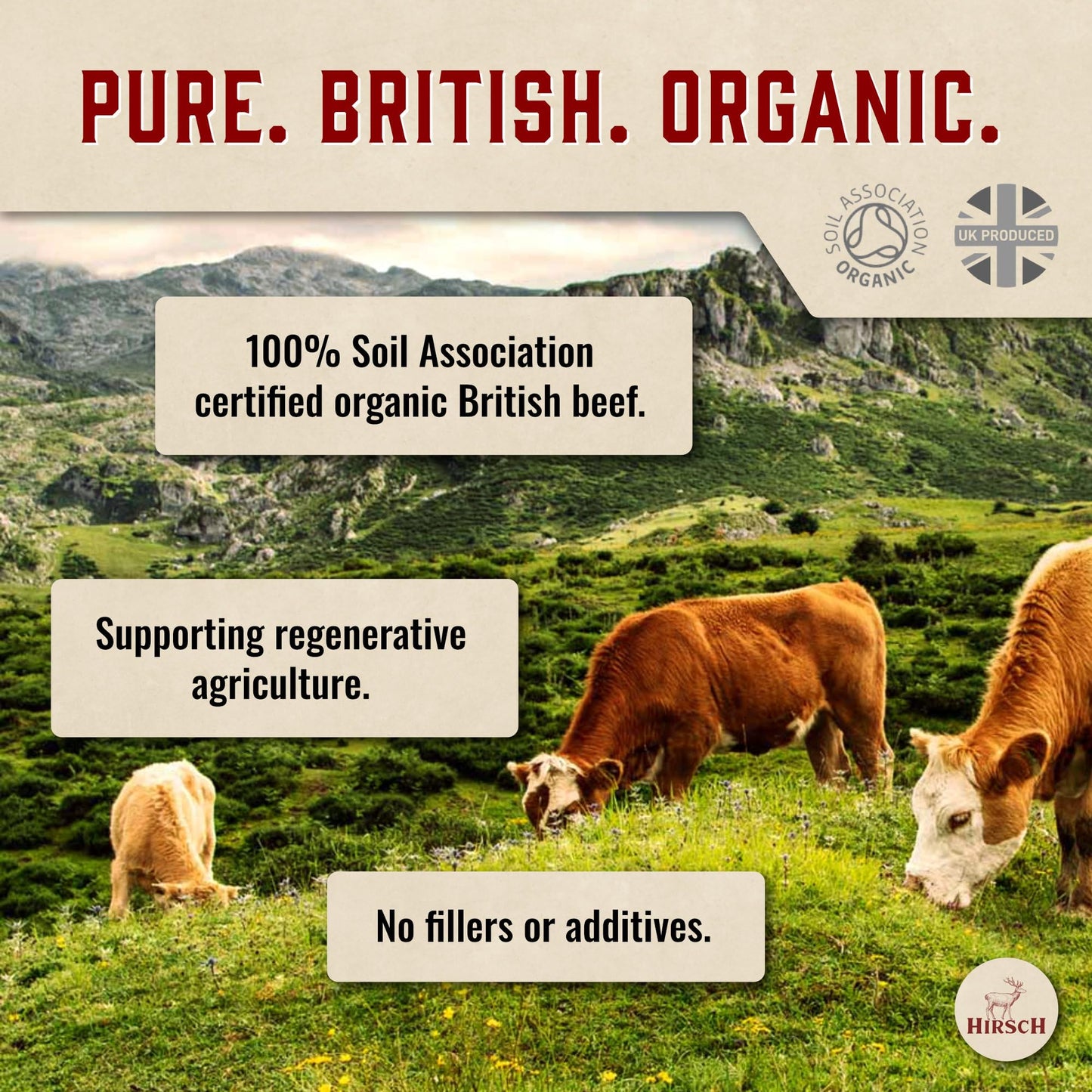 Hirsch Organic UK Grass Fed Beef Liver Supplement - Soil Association Certified 100% Organic and Glyphosate Free & Vitamin & Mineral 3rd Party Tested