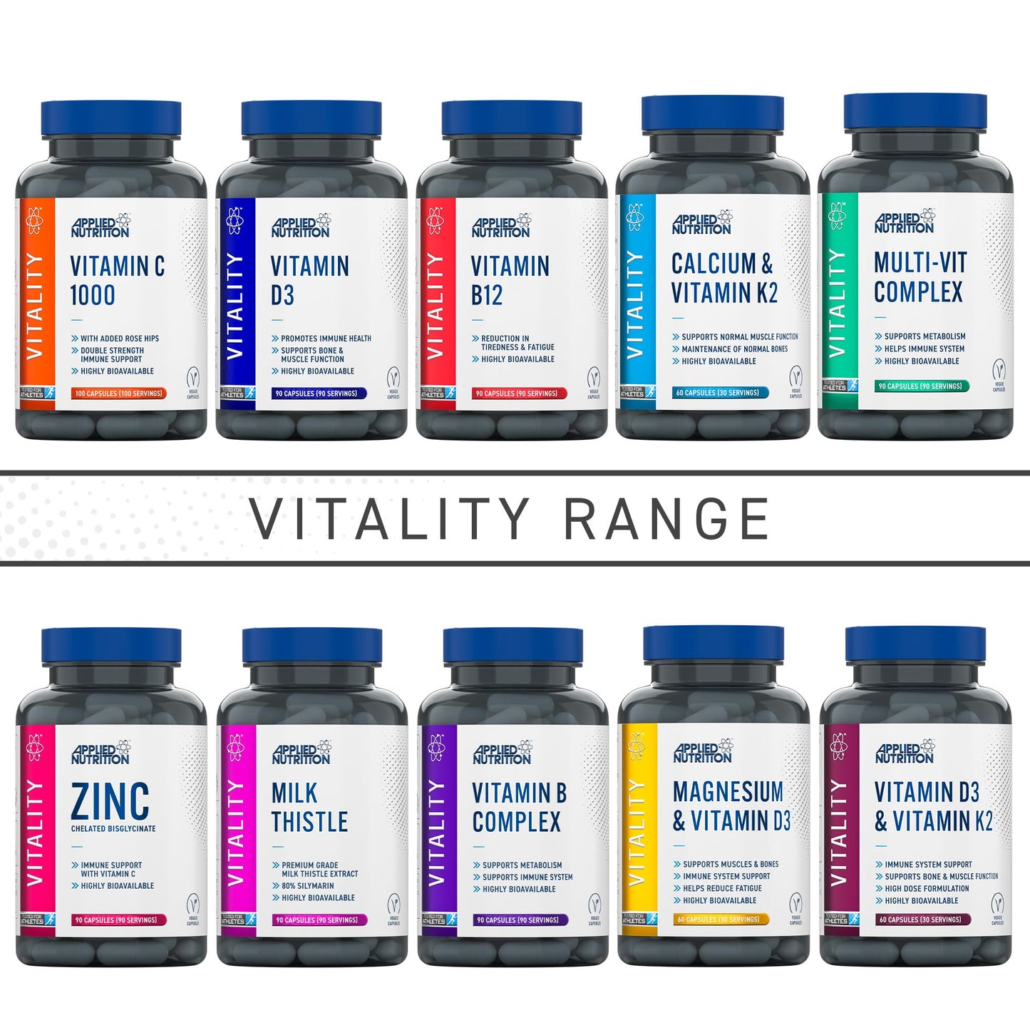 Applied Nutrition – Calcium & Vitamin K2 – Dual Action Formula – Best Bone Support – Best Muscle Function – High Absorption & Bioavailability – (60 Capsules – 30 Servings)