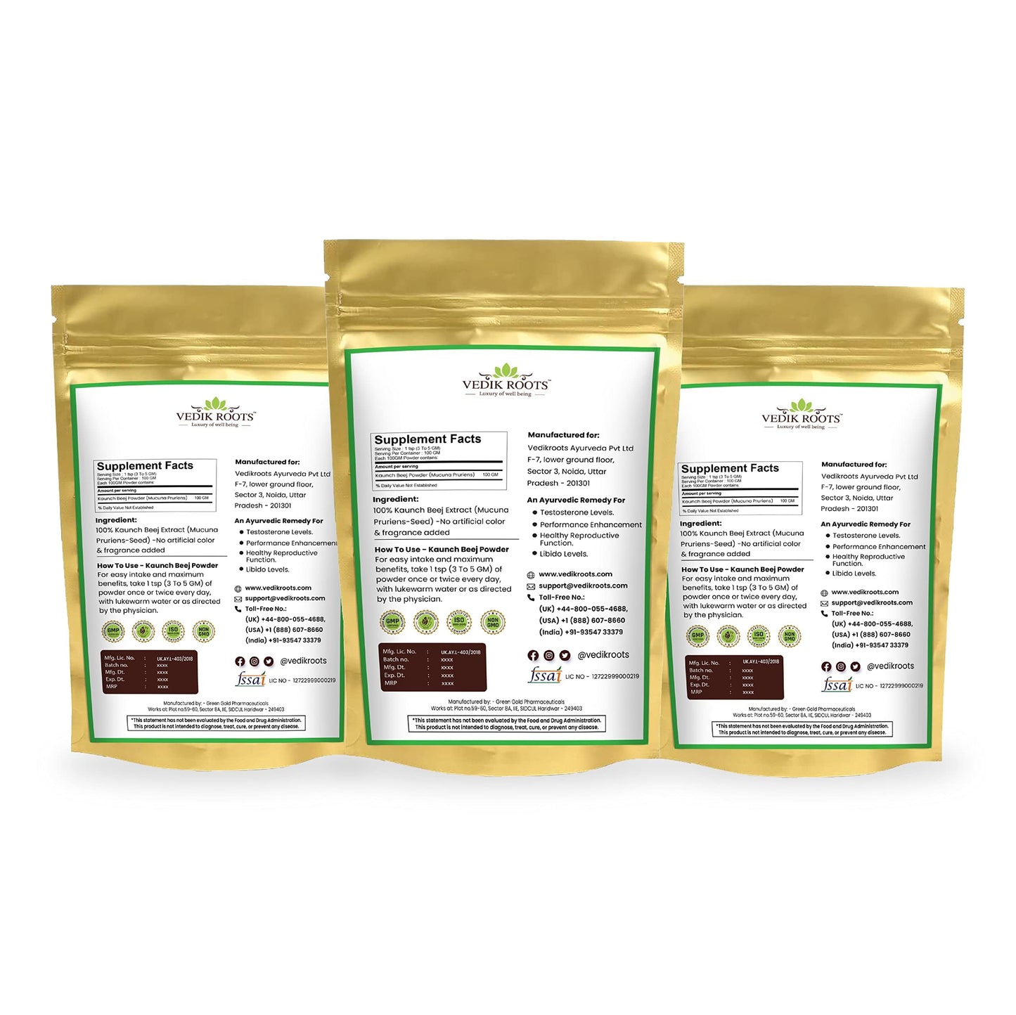 Vedikroots VedikRoots Kaunch Beej Powder - Tap Into The Power of Ayurveda for Increased Strength and Stamina (100g)