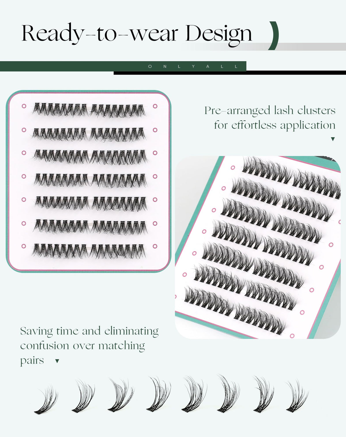 Onlyall Individual Eyelashes 3D Mink False Lashes Wispy EyeLash Fluffy 112 Pcs (11.5-16MM Pre-styled-Doll-7Pair) N06