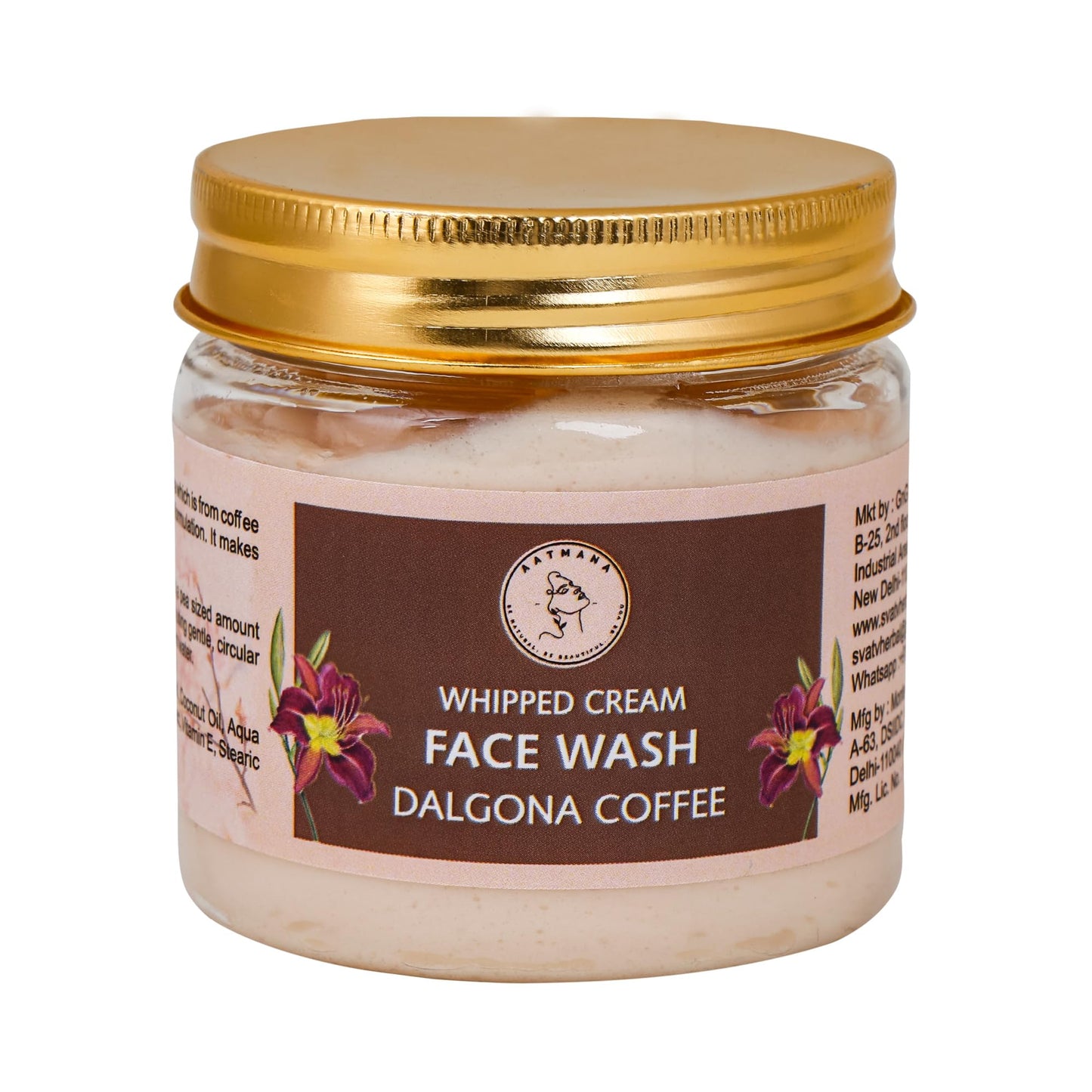 AATMANA Face Wash Dalgona Coffee | Hydrating Face Wash for Sensitive Skin, Removes Makeup & Gently Cleanses Without Over Drying -100 Grams