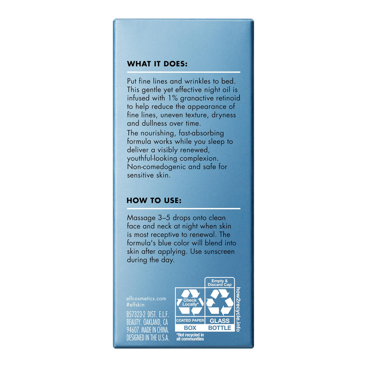e.l.f. SKIN Youth Boosting Blue-ty Sleep Night Oil, Gentle Overnight Face Oil, Nourish Skin, Lightweight Formula, Vegan & Cruelty-Free