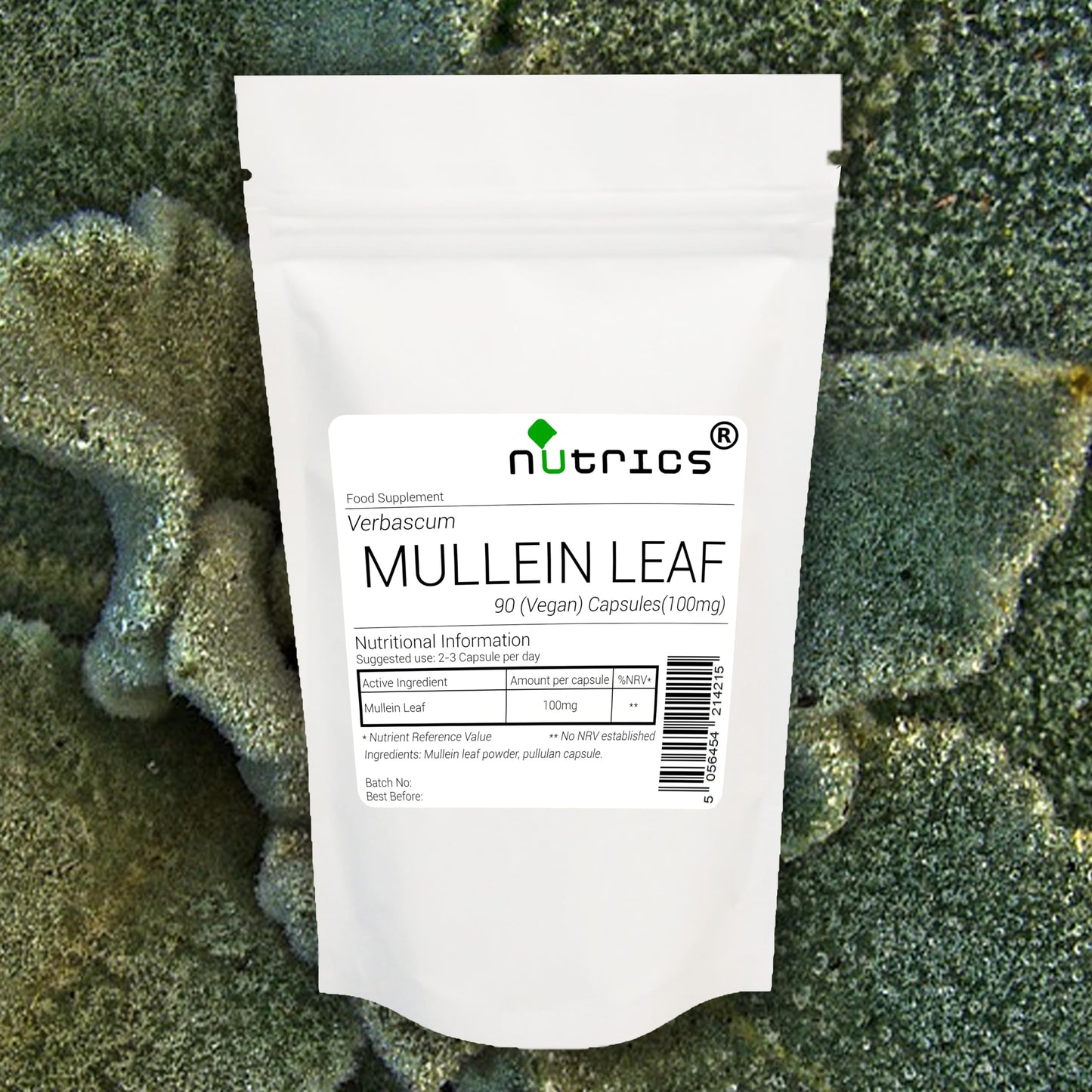 Nutrics® MULLEIN LEAF 250mg x 100% Pure verbascum 90 V Capsules (1 Month Supply) huáng qí Milkvetch g - Suitable for Vegan Vegetarian Halal Kosher