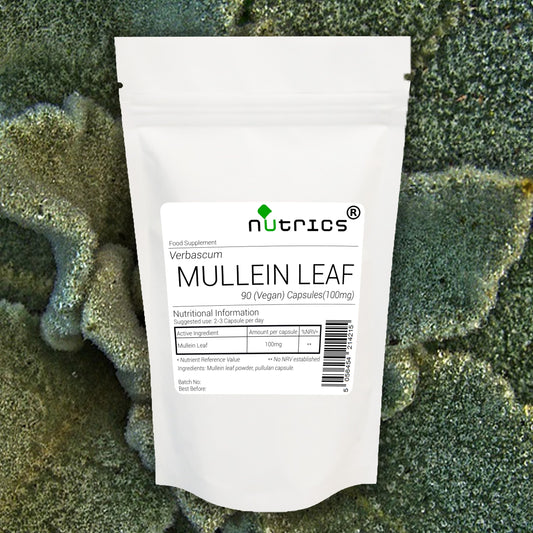 Nutrics® MULLEIN LEAF 250mg x 100% Pure verbascum 90 V Capsules (1 Month Supply) huáng qí Milkvetch g - Suitable for Vegan Vegetarian Halal Kosher