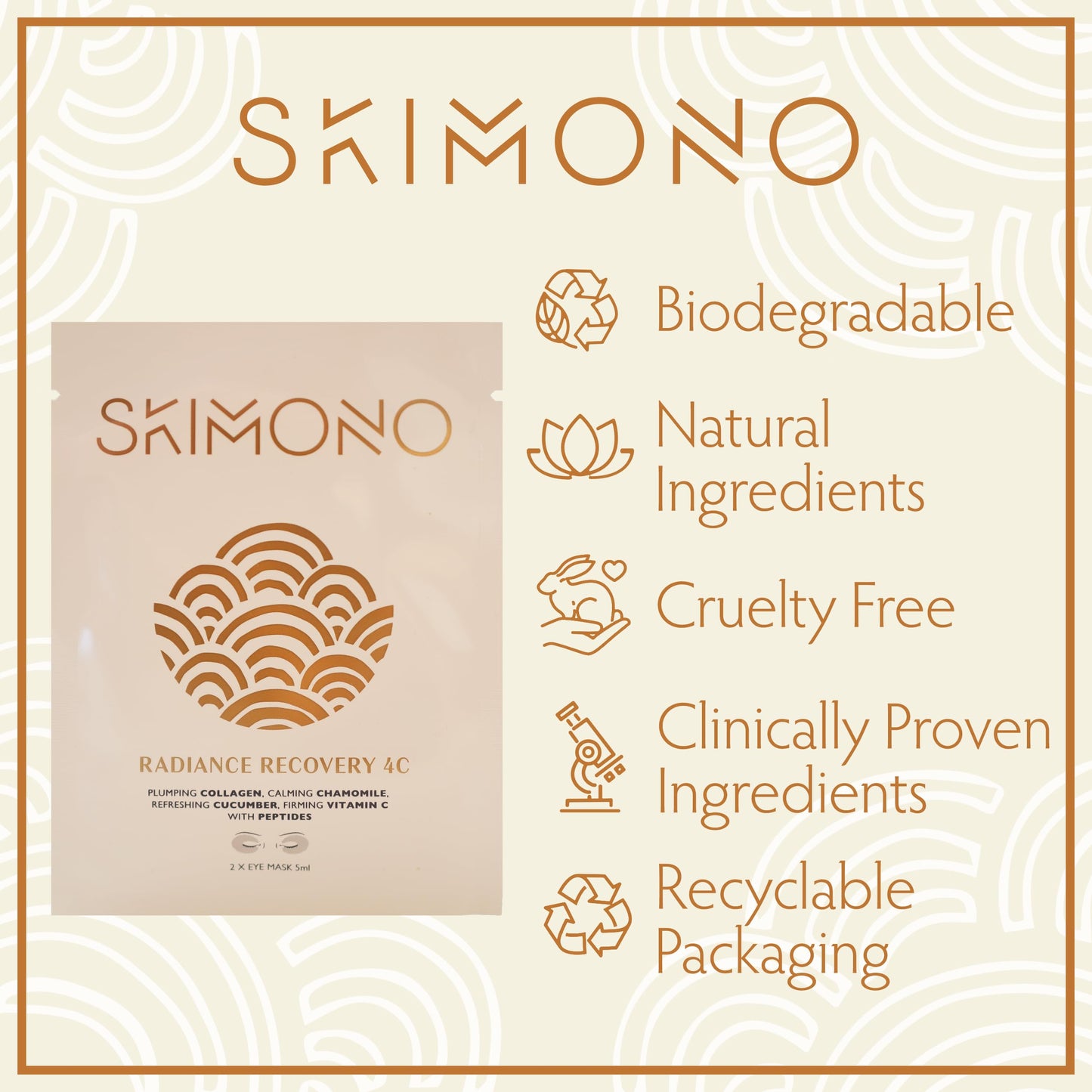 SKIMONO Radiance Recovery Eye Mask 1x5ml - Single Eyemask Eye Patch for Face Care, Brightens, Moisturises, and Softens Fine Lines
