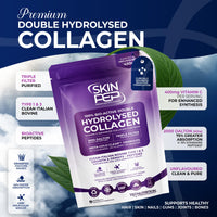 Collagen Peptides Powder Bioactive 1000 Dalton - SkinPep (225g) | 100% Pure Grass Fed Bovine | Halal Certified, UK Made | Double Hydrolysed + Vitamin C | Unflavoured Supplement for Women & Men