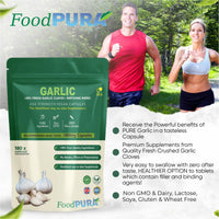 FoodPURA 180 X Pure Garlic Capsules Recommended Daily Strength 1000mg - Capsules are The SAFEST Way to take Any Supplement! HACCP Certified, Manufactured in The UK.