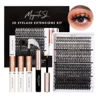 Magnetic SL Volume Individual-Eyelashes 320PCS DIY Lash Extension Kit 12-20mm MIX Fluffy False Eyelashes with Bond and Seal, Applicator, Look Like Eyelashes Extension at Home(30D+40D+80D+100D)