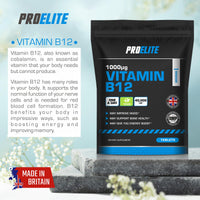 Vitamin B12 Tablets 365 High Strength 1000mcg Vegan B12 Supplement � Pure Methylcobalamin Tablets� Tiredness and Fatigue Tablets � Immunity Supplements Made in UK by PROELITE
