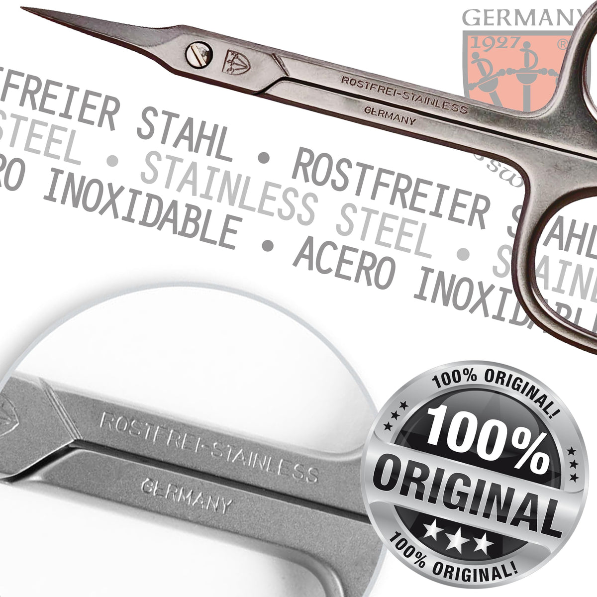3 Swords Germany | Curved Cuticle Dead Skin Scissors towerpoint tip, Stainless Steel, Extra Sharp - Made in Germany (2815)